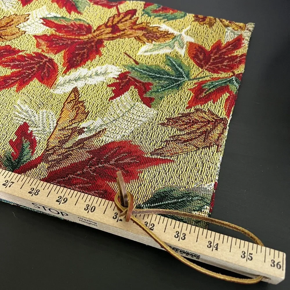 Vintage Tapestry Table Runner Autumn Fall Leaves Orange Red‎ Yellow 12x68